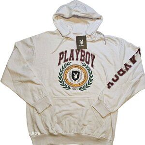 Playboy Hoodie Extra Large White Sweatshirt Sweater Pullover Logo New With Tags